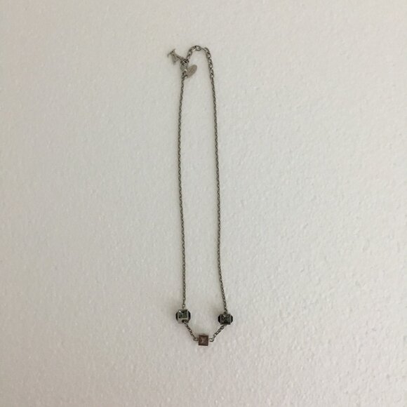 Louis Vuitton Crystal Gamble Station Necklace 18.5" 100% Authentic Silver-Tone - Picture 1 of 10